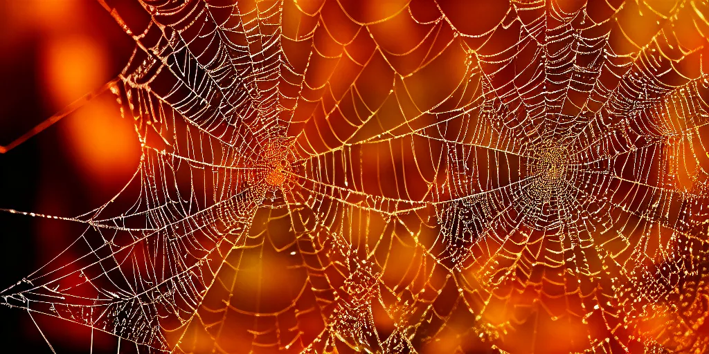 Image similar to fractal spiderweb encased in amber, bubbles, translucent, bokeh, realistic, hyperdetailed
