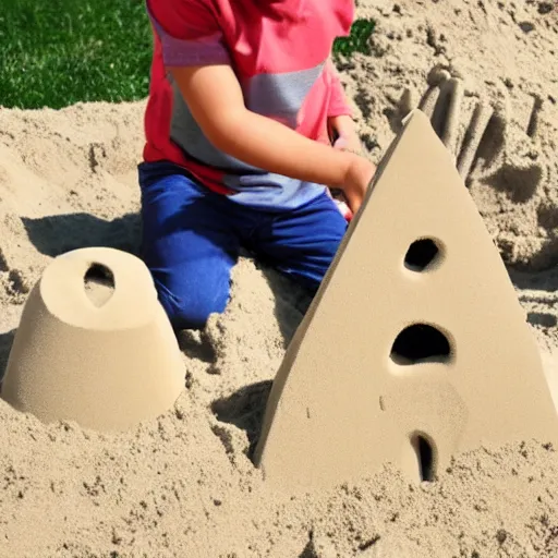 Image similar to little demon building a sandcastle, family picture