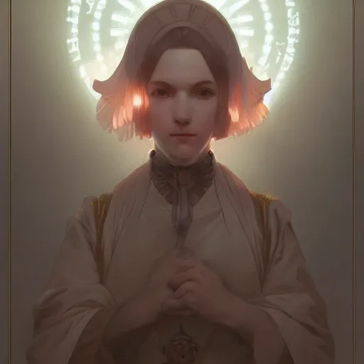 Image similar to symmetry!! portrait of george washington as girl by krenz cushart and mucha and akihito yoshida and greg rutkowski, nier : automata inspired,