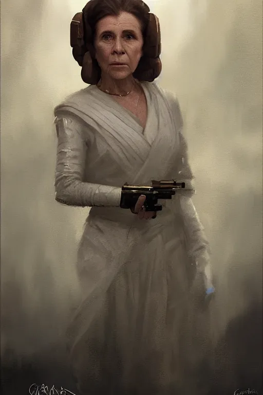 Image similar to candid portrait of george bush as princess leia by greg rutkowski