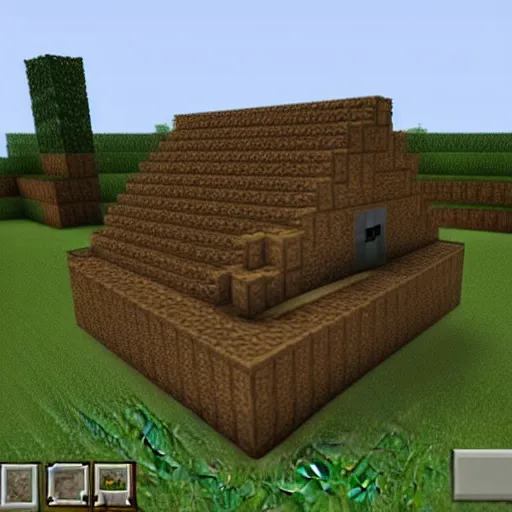 Prompt: a dirt house in minecraft