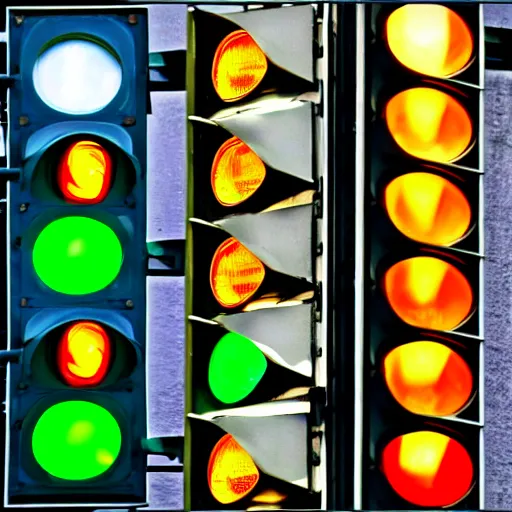 Image similar to traffic lights with various images in them