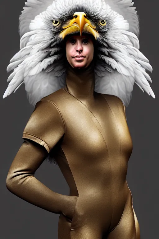 Prompt: epic professional digital art of female human - eagle hybrid animal, sitting, wearing human air force jumpsuit, humanoid feathered head, eagle beak, by lisa roet, reyna rochin, ignacio fernandez rios, leesha hannigan, wayne haag, artstation, cgsocietywlop, epic, much wow, much detail