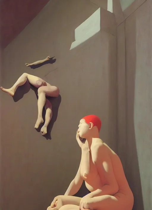 Prompt: the disinvention of time, liberation, by edward hopper and james gilleard, zdzislaw beksinski, open ceiling, highly detailed, black people, painted by francis bacon, painted by james gilleard, surrealism, airbrush, ilya kuvshinov, wlop, stanley artgerm, very coherent, art by takato yamamoto and james jean