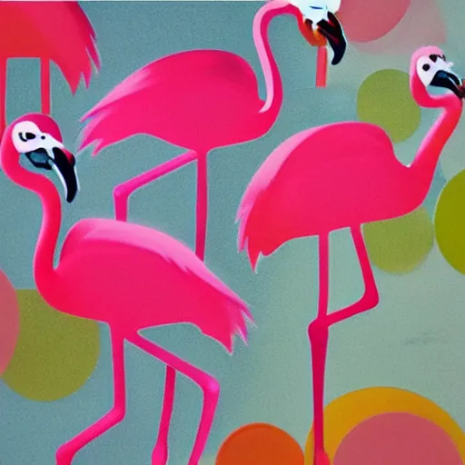 Prompt: flamingo bauhaus