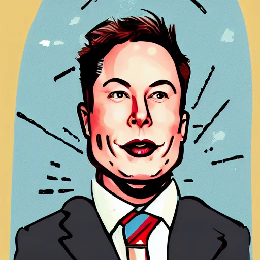 Image similar to A rocket with an Elon Musk head, caricature