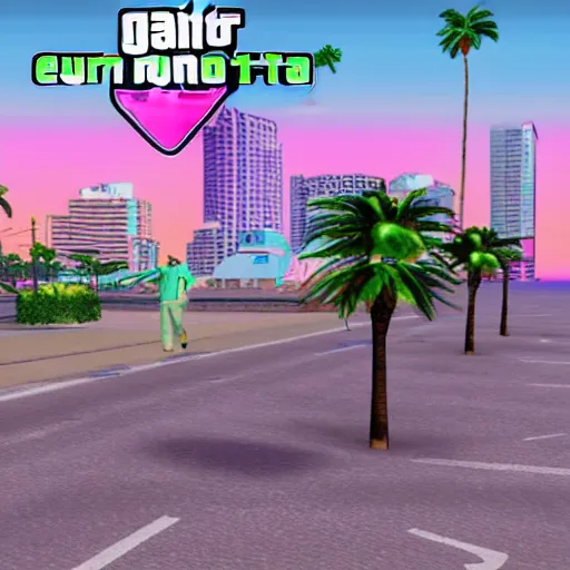 Prompt: new gta vice city, vaporwave