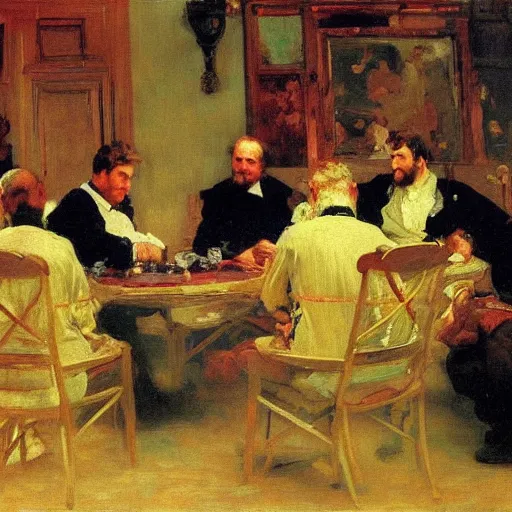 Image similar to high quality high detail painting by ilya repin, business meeting, hd