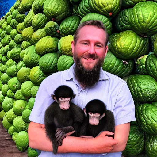 Image similar to limes guy holding monkeys