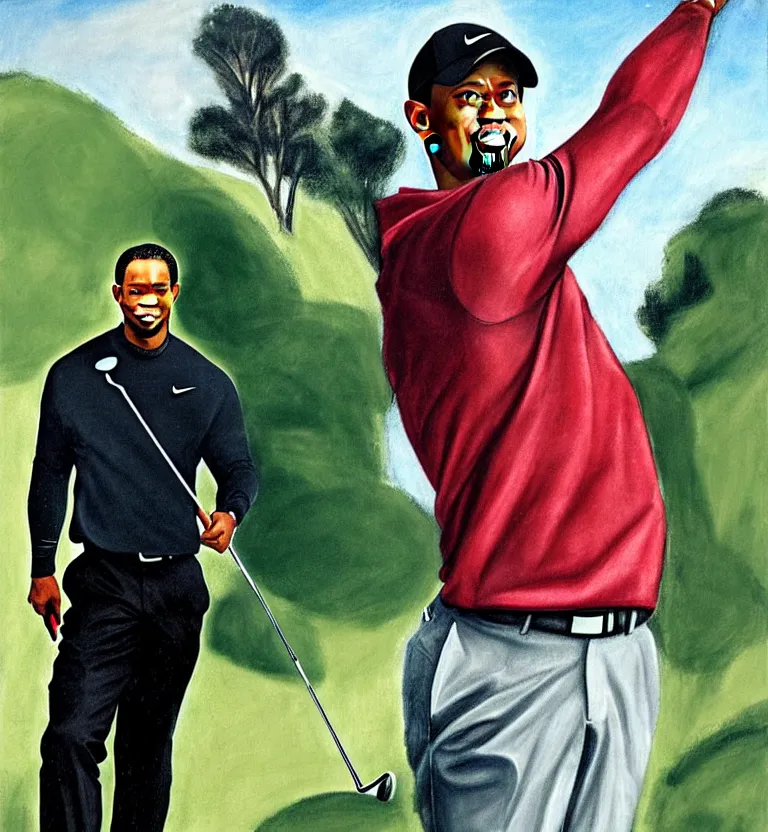 Prompt: tiger woods by el greco.