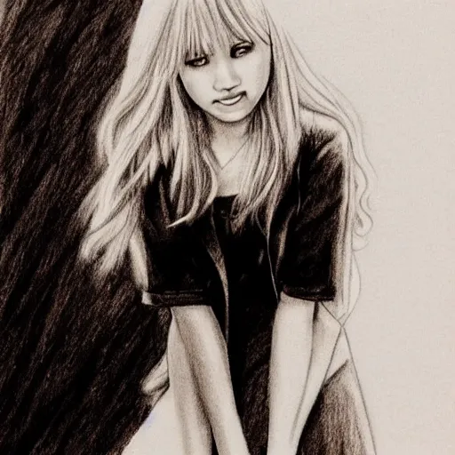 Prompt: a pencil sketch of Hannah Montana,