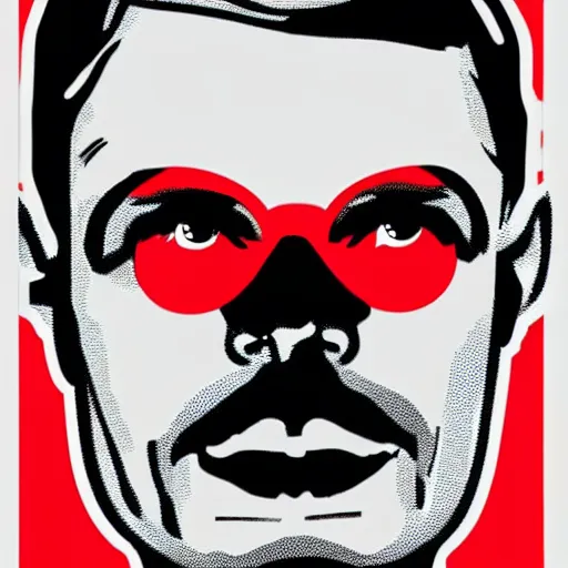 Image similar to individual handsome alan turing silk screen butcher billy style