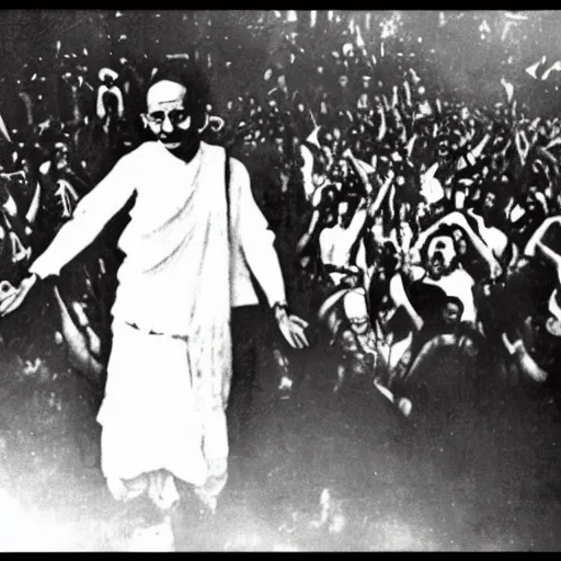 Prompt: “Gandhi at a rave”