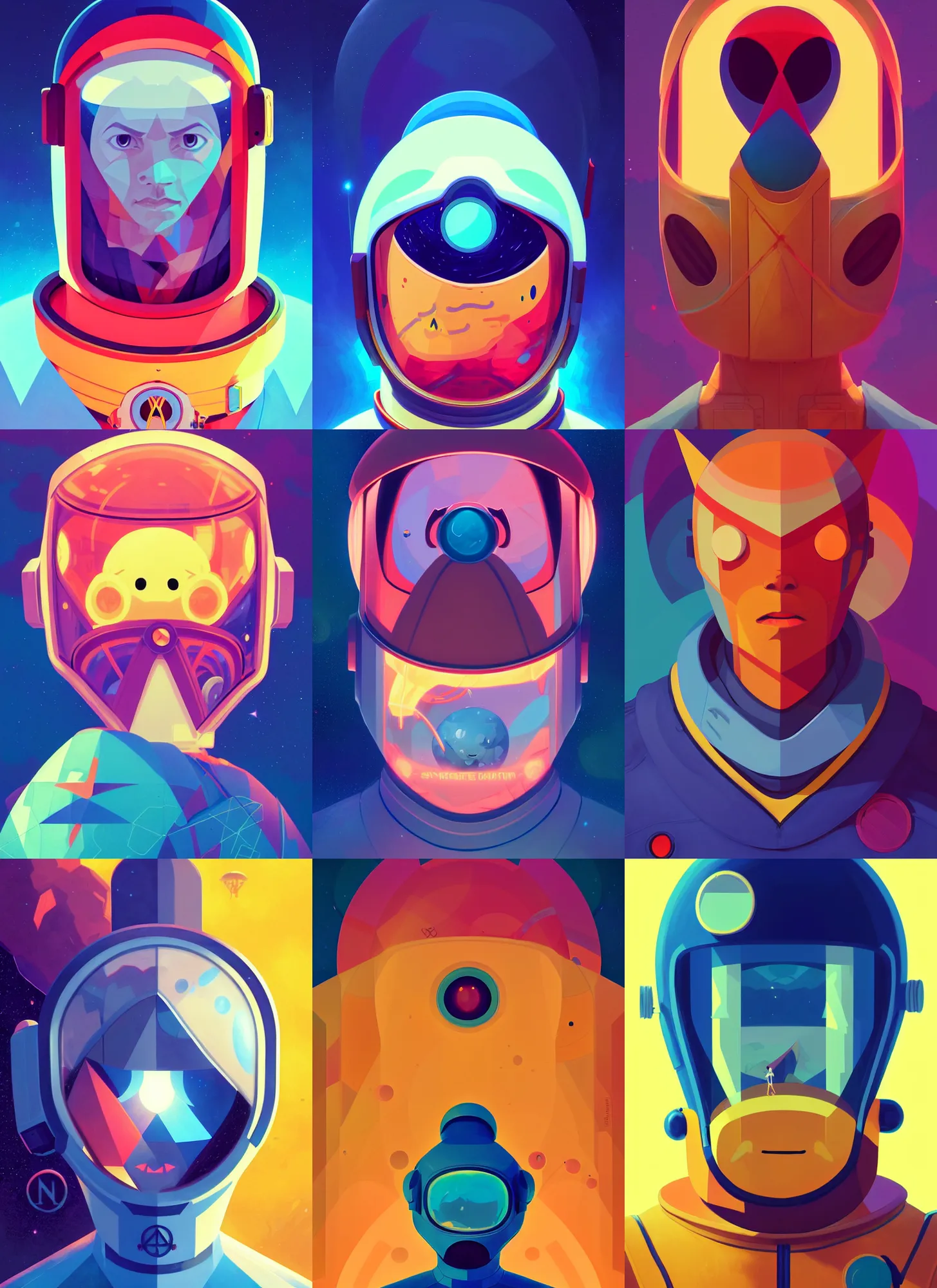 Prompt: symmetry!! adventure time portrait of an astronaut, stilish, colorful, angular, highly detailed, dynamic lighting, digital art, digital painting, artstation, terence nielsen, sharp focus, illustration, art by artgerm and greg rutkowski and moebius, 8 k