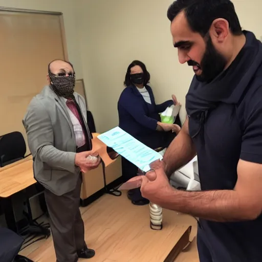Prompt: emad handing me the checkpoints to stable diffusion early