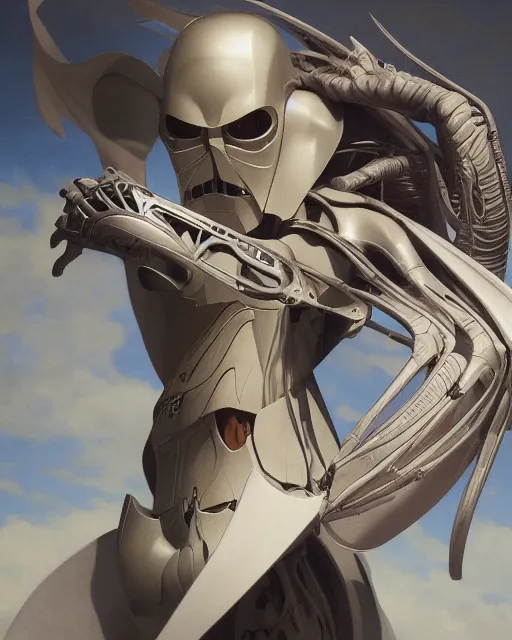 Image similar to 5 5 mm photo of general grievous. art by artgerm, alphonse mucha and greg rutkowski. highly detailed 8 k. intricate. lifelike. soft light. nikon d 8 5 0.