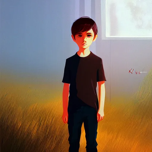 Prompt: a fantastic portrait of a boy character in a scenic environment by Ilya Kuvshinov