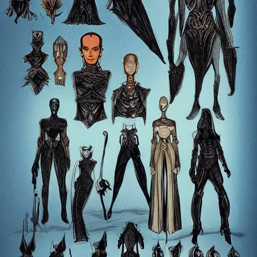 Image similar to character designs for the unreleased dune movie by alejandro jodorowsky