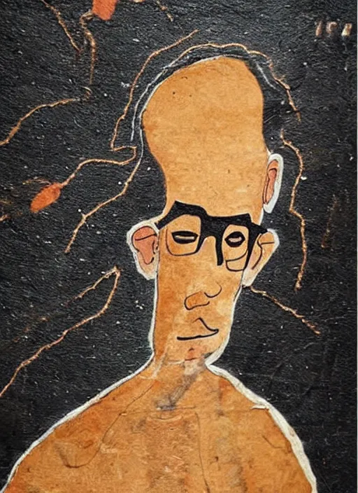 Prompt: a cave painting of filthy frank