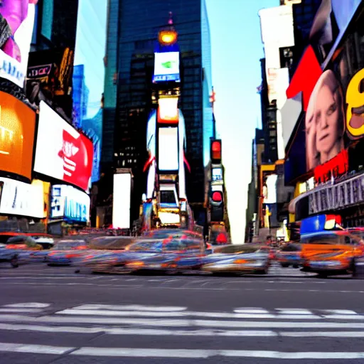 Image similar to a still of a giraffe stand in the intersection at times square. motion blur