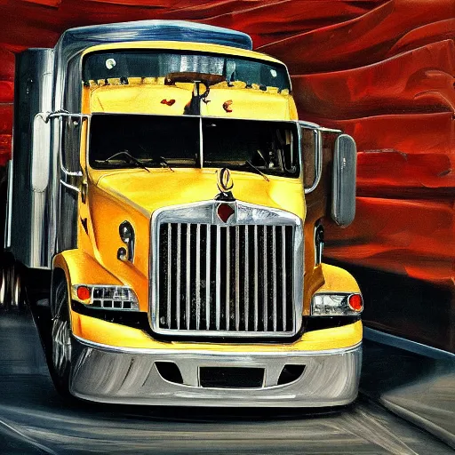 Image similar to high quality high detail painting by lucian freud, hd, truck driver behind the wheel, photorealistic lighting