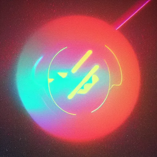 Prompt: painting of a scifi logo for a synthwave music producer by beeple, digital 3 d, black background, minimal, trending on artstation