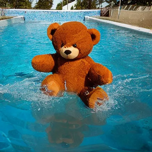 Image similar to teddy bear playing in a pool