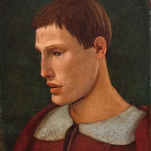 Image similar to A 14th century italian renaissance oil painting of Jerma985, portrait of Jerma985, grainy, realistic, very realistic, hyperrealistic, highly detailed, very detailed, extremely detailed, very neat, very epic, very cool, detailed, trending on artstation