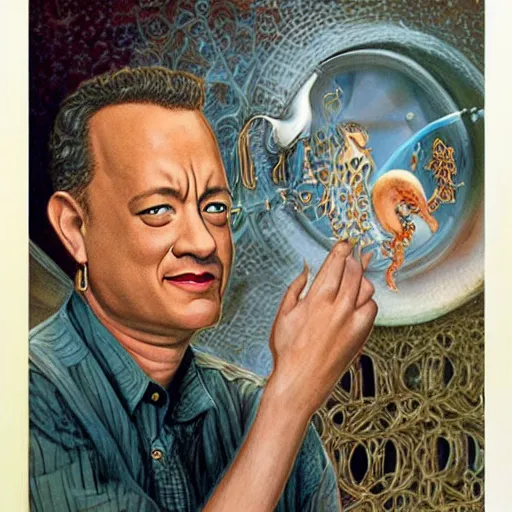 Image similar to Tom Hanks, artwork by Daniel Merriam,