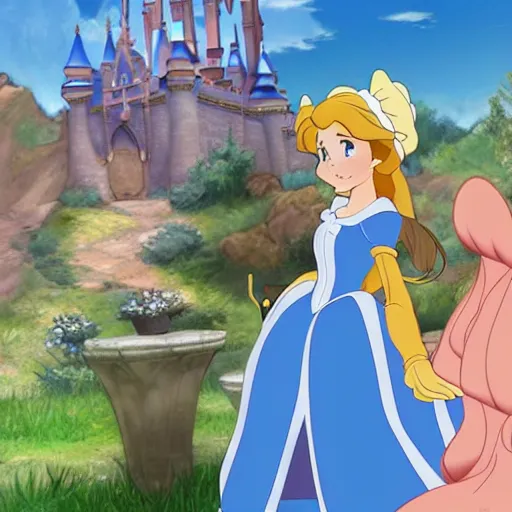 Image similar to [ disney's belle ] in isekai style