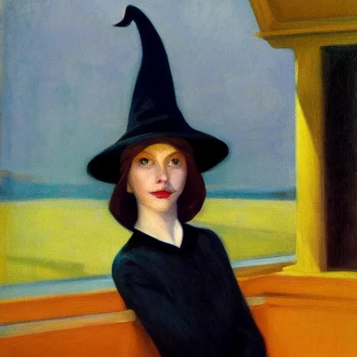 Prompt: a snooty witch portrait, by edward hopper, new artstation artist,