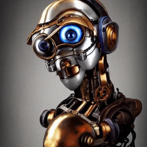 Prompt: Steampunk humanoid robot, digital art, artstation, detailed, realistic