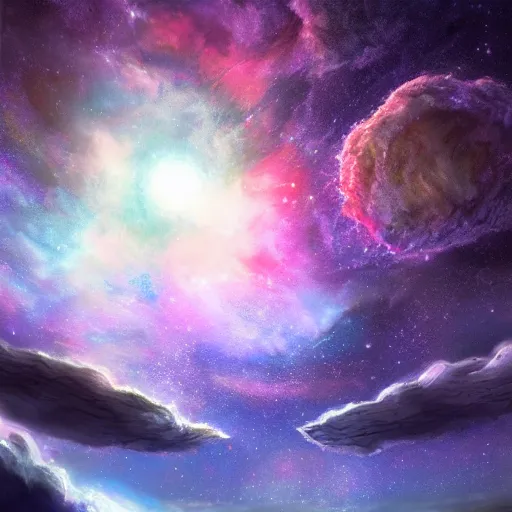 Prompt: the most amazing dream you ever had about enchanting deep sky,, rings, meteorite belts, nebulae, hyper realistic, ambient lighting, concept art, intricate, hyper detailed, smooth, dynamic volumetric lighting, cinematic