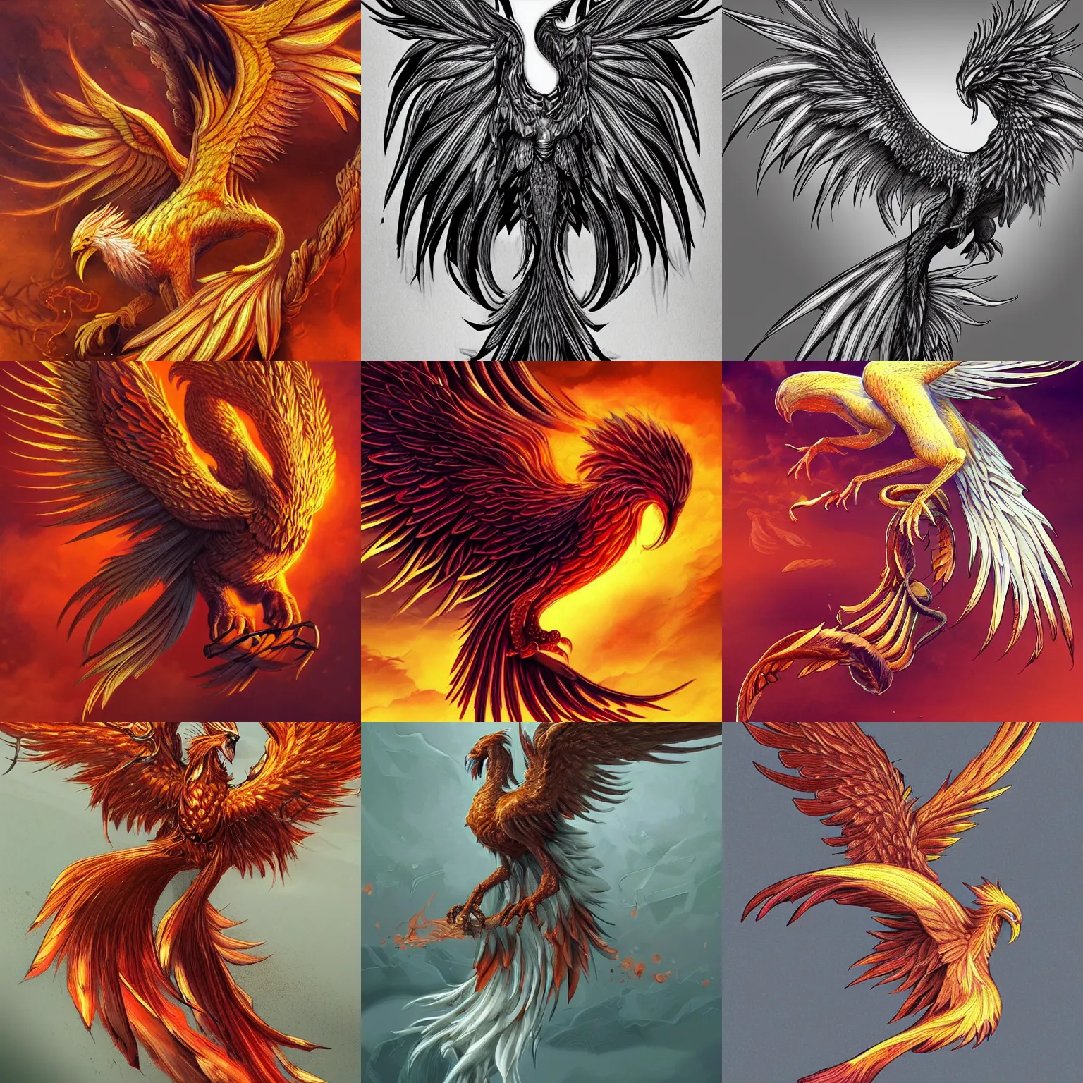 Prompt: artwork of a phoenix, highly detailed, artstation, smooth illustration