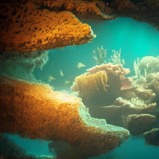 Prompt: photo of an ethereal underwater scene