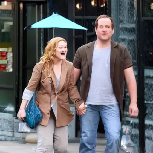 Prompt: Stunning Julia Stiles flirting with Todd from Bojack Horseman, in real life photograph, right outside the Cafe