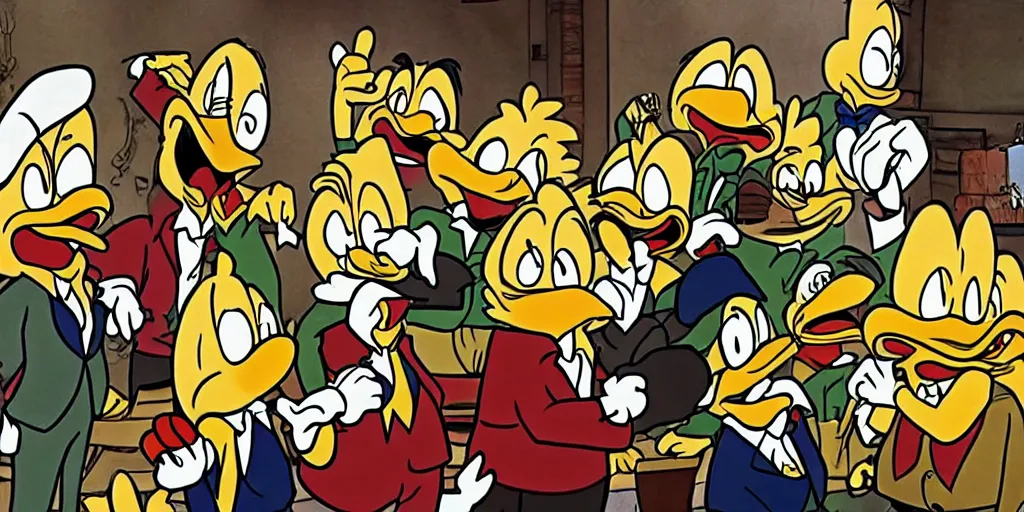 Prompt: episode of its always sunny in Philadelphia where the gang meet Scrooge McDuck