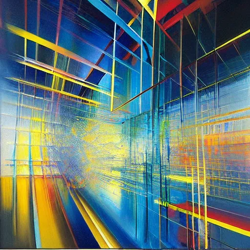 Image similar to abstract art representing momentum, oil painting by john berkey and gabriel dawe, masterwork