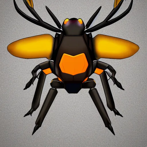 Image similar to A pokemon that looks like a stag beetle,The carapace spreads out like a pumpkin，Trending on art station. Unreal engine.