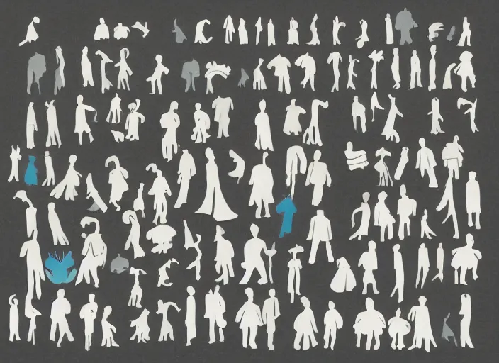 Prompt: character shape design exploration silhouettes of a family of ghosts, minimalist mixed media layout from masaaki yuasa ( 1 9 9 7 )