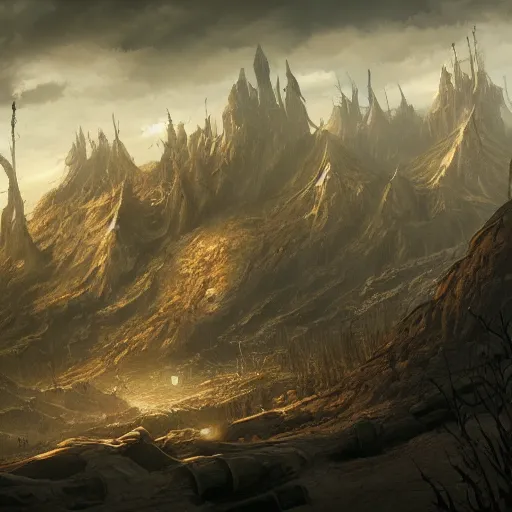 Image similar to highly detailed apocalyptic landscape illustration, artstation, krzysztof domaradzki