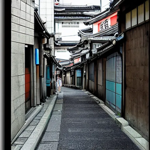 Image similar to japanese city back alleys by robert hubert