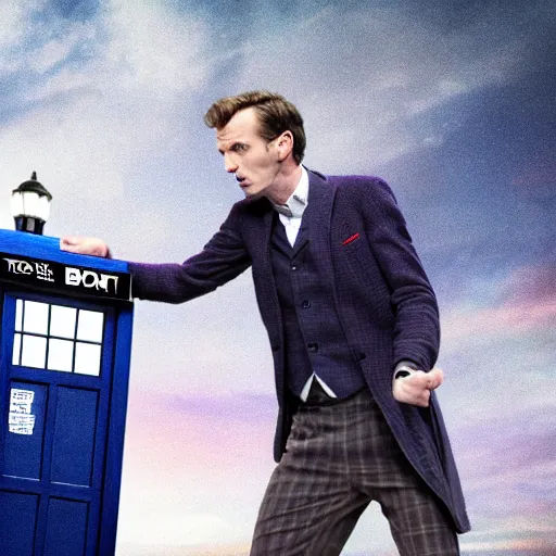 Image similar to image of 10th doctor and tardis