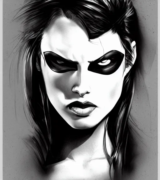 Image similar to tired sensual vigilante girl angry detailed rendering pencil painting realistic hd with frank Miller Alex Ross style trending Flickr