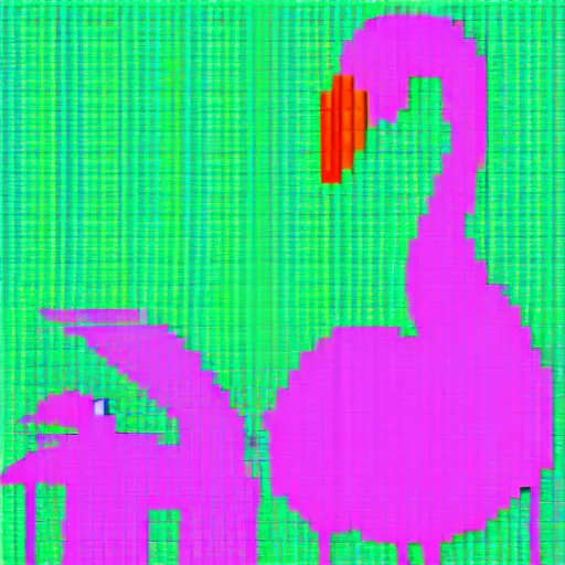 Prompt: flamingo pixel art