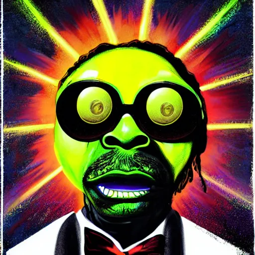 Prompt: a snoop dogg wearing sun glasses tennis ball monster, snoop dogg tennis ball monster, colorful, digital art, fantasy, magic, chalk, trending on artstation, ultra detailed, professional illustration by basil gogos