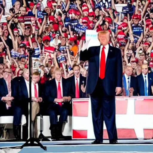 Image similar to still of donald trump saluting hitler at a rally, hyper realistic photo