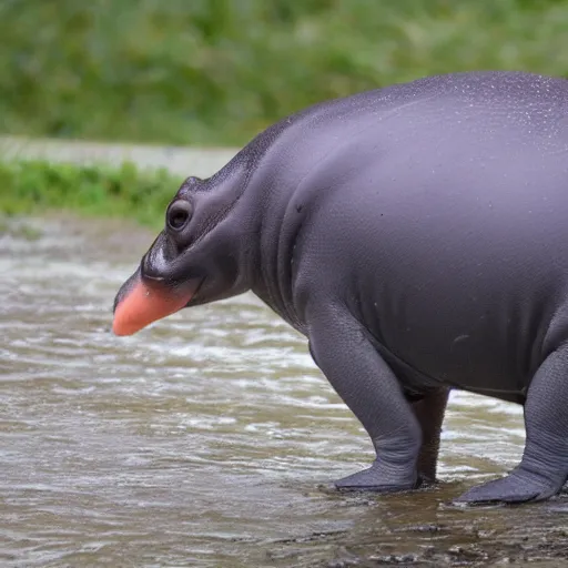 Image similar to a hippopotamus penguin hybrid