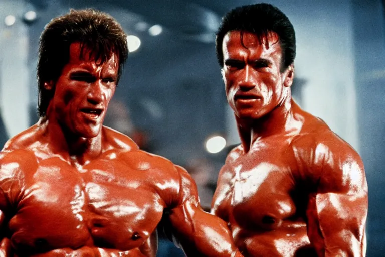 Image similar to film still of Arnold Schwarzenegger as Rocky in Rocky IV, 8k,