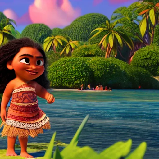 Image similar to moana in new york city, pixar, 8 k